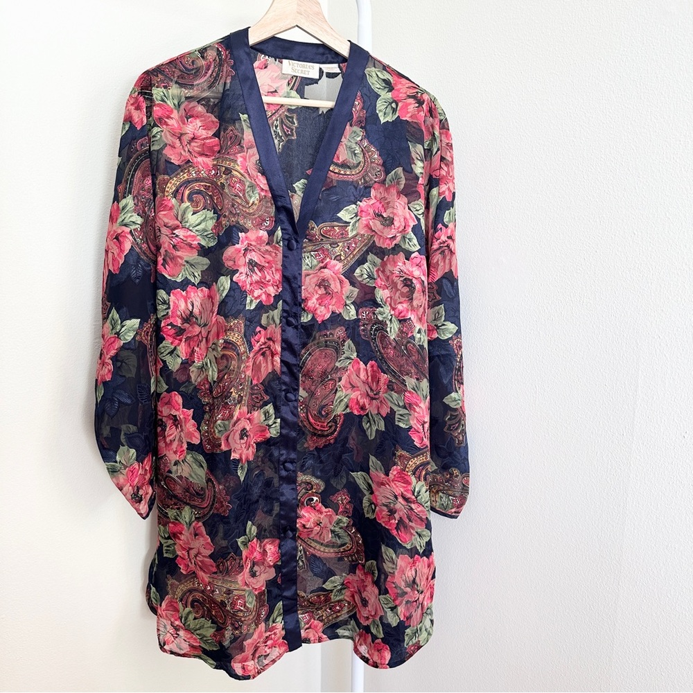 Victoria’s Secret Sheer Floral Long Sleeve Nightdress Size M/L